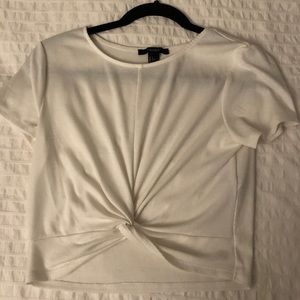 Basic White Knot Crop Top
